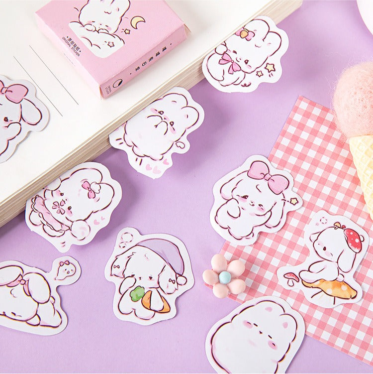 Kawaii Rabbit Bunny Pink 45 Pieces Stickers – omgkawaii